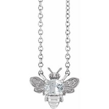 14k White Gold White Sapphire Bee Necklace - £353.07 GBP