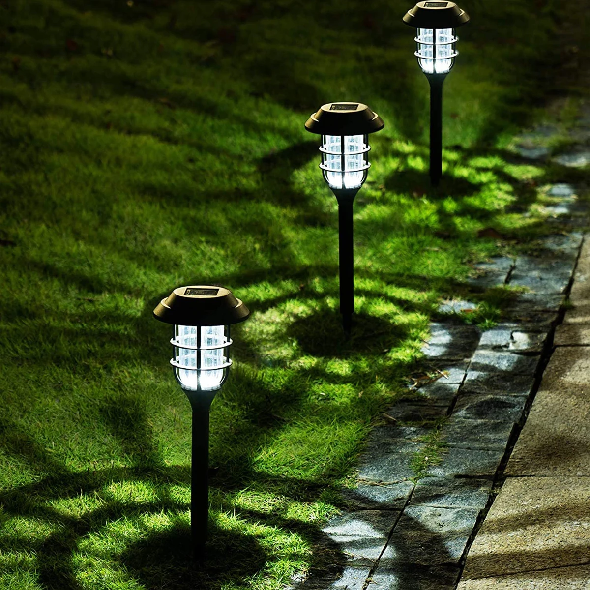 White 6 pcs Solar Led Light Outdoor   Lawn Patio Street Lamp Exterior Garden Dec - $191.08