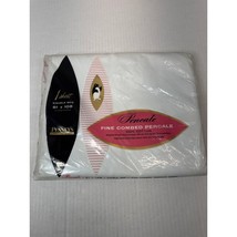 Penneys White Combed Percale Double Flat Top Sheet Percale Cotton NOS Pe... - $32.95