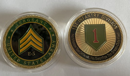 US ARMY SGG Sergeant Rank E-5 &amp; 1st First Division  2 Challenge Coins Lot - £14.61 GBP