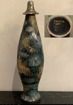 Mid Century Raymor Bitossi Tall Incised Gold Silver Green Ceramic Bottle Vase - £1,424.45 GBP