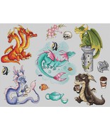 Dragon Cross stitch Baby Dinosaur pdf pattern - Funny Dragons cross stitch - £21.55 GBP