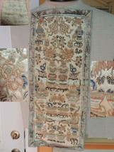 Antique Chinese Silk Embroidery Forbidden Stitch Panel Tapestry Peony Va... - €127,12 EUR