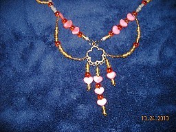 gold and coral sweethart necklace set - $32.50