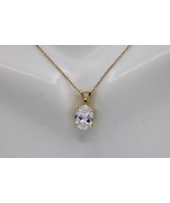14K Yellow Gold Oval Cubic Zirconia Double Wire Pendant Charm - $159.37 CAD