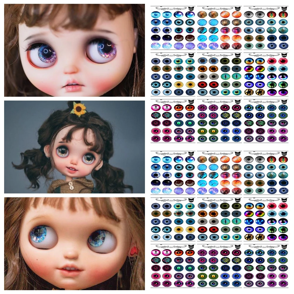 New 10 Pairs/set DIYEyechips Pattern Blyth Dolls Eye chips paper Pattern Rainbow - £6.33 GBP