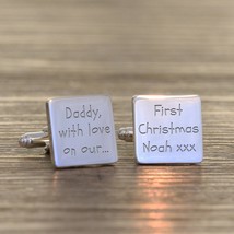 Personalised Gift Daddy with love on our first Christmas... Mens Cufflinks, Chri - £12.56 GBP