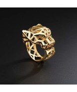Vintage Style Panther Yellow Gold Plated Ring, Biker Ring Mens ring - £187.11 GBP