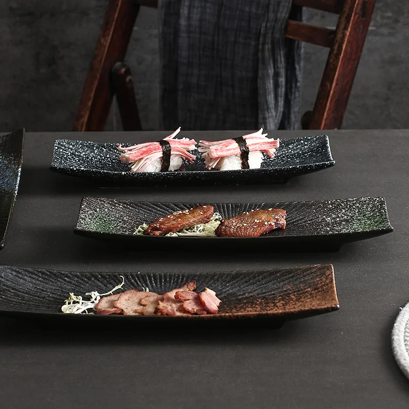 House Home Japanese-style Tableware Long Plate Shaped Sushi Snack Plate Barbecue - £41.70 GBP