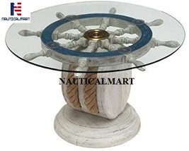 NauticalMart Unique Wood Ship Wheel Nautical Theme Decorative Coffee Tab... - £258.17 GBP