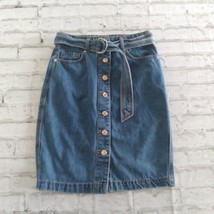 Forever 21 Contemporary Womens Skirt Small Blue Button Up Belted Pencil ... - $17.98