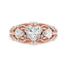 Tulip Ring For Mom With Heart Stone Inlaid in Rose Gold Engagement Wedding Ring - £120.98 GBP