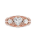 Tulip Ring For Mom With Heart Stone Inlaid in Rose Gold Engagement Weddi... - $209.18 CAD