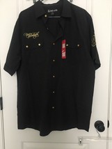 Red Ape Men&#39;s Big &amp; Tall Black Button-Front Short Sleeve Shirt Size 3XL - $41.88