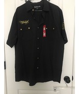 Red Ape Men&#39;s Big &amp; Tall Black Button-Front Short Sleeve Shirt Size 3XL - £32.93 GBP