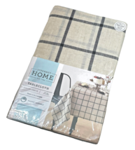 J.C. Penney Home Shiloh Check Tablecloth 70&quot; Round Natural &amp; Black Plaid - $21.78