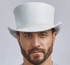 Ghost Rider Men&#39;s 100% Genuine White Leather Top Hat Handmade Featherweight - $39.27+