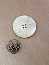 Large Vintage Genuine Mother of Pearl Four Hole Button 4.25cm 1.6&quot; - £13.36 GBP