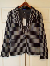 APT.9 Black &amp; White Striped Ladies Size Medium Blazer Jacket (NEW) - £25.65 GBP