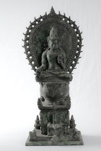 Antico Java Stile Majapahit Seduta Enthroned Bronzo Vishnu Statua - 37cm/38.1cm - £1,063.75 GBP