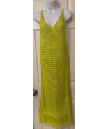 Women's Lime Green Crochet Knit Sleeveless Cover Up Maxi Tank Dress Size... - $21.98