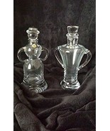 Neiman Marcus Clear Art Glass Man Woman Vinegar and Oil Cruet Set Made i... - $74.24
