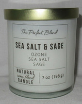 Kirkland&#39;s 7 oz Jar Candle up to 20 hrs Natural Wax Blend SEA SALT &amp; SAGE - £18.29 GBP