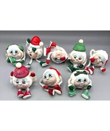 Vtg 8 Pc Christmas Snowball Noggin Anthropomorphic Shelf Sitter Decor - $1,616.92 MXN