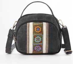Summer Women Messenger Bag National Embroidery Mini Canvas Beach Totes Zipper Mo - £25.19 GBP
