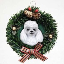 Wreath Xmas Ornament Poodle White Dog Christmas Ornament Retired - £7.02 GBP