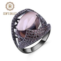 GEM&#39;S BALLET Natural Smoky Quartz Gemstone Cocktail Ring 925 Sterling Sl... - £44.47 GBP