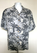Mens Tommy Bahama button front shirt  tropical palm trees aloha medium silk - $28.66