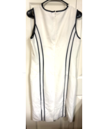 White House Black Market Size 8 Creme Black Piping Sheath Zipper Back Dr... - $49.50