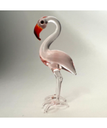 Murano Glass, Handcrafted Unique Lovely Pink Flamingo Figurine, Size 1 - $45.81 CAD
