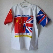 Vintage 1997 Hong Kong Handover Tshirt Men size Medium Graphic Tee Choco... - £28.01 GBP