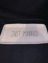 Rae Dunn Artisan Collection JUST MARRIED Gold Accents Serving Platter Tr... - £11.59 GBP