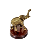 Brass Elephant Figurine on Wooden Base - £17.24 GBP