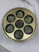 Vintage Wisconsin State Souvenir Metal Tin Tray Cup Holder Map Pine Cones - £31.69 GBP