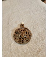 Oriental Design Round Wood Bird Pendant 3-D  OOAK &amp; RARE! - $34.50
