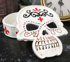 Day of The Dead White Le Fleur Skull Jewelry Box Figurine 5.5&quot;L Skeleton... - $541.27 MXN