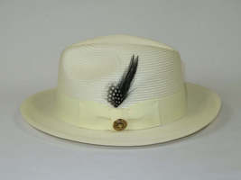 Men's Milani Straw Braided Fedora Hat Soft Crushable FDS-002 Solid Ivory image 4