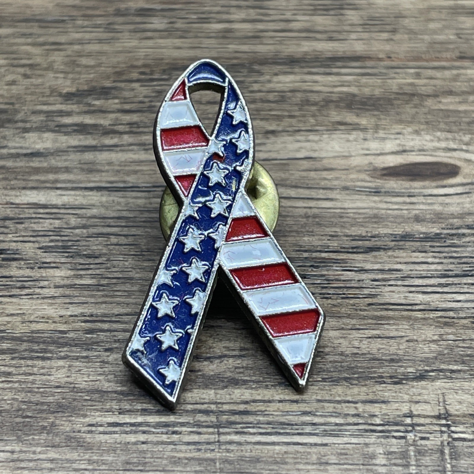 US Flag Lapel Pin Red White Blue Awareness Ribbon Enameled Patriotic KG JD - $9.89