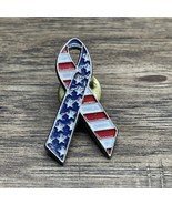 US Flag Lapel Pin Red White Blue Awareness Ribbon Enameled Patriotic KG JD - $9.89
