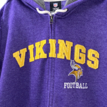 Viking Hoodie Sweatshirt Full Zip Mens LARGE Purple Minnesota Pockets Spell Out - $36.21