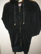 Women&#39;s Juicy Couture Ss Full Zip Long Black Terry Hoodie Sz Petite - £27.58 GBP
