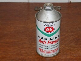 Vintage Phillips 66 Gas Line Anti-Freeze 12 Ounce Empty Cone top Can - $24.75