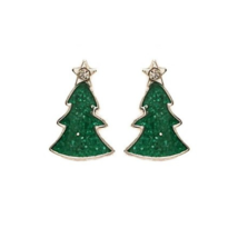 Tiny Sparkly Christmas Tree Stud Earrings White Gold - £9.03 GBP