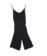 Women&#39;s Black Linen-Blend Jumpsuit Spaghetti Strap Wide Cropped Leg S/M - $645.87 MXN
