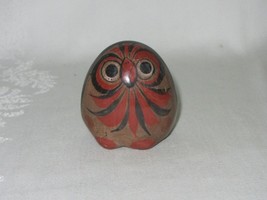Hand Painted Art Pottery Clay Owl Bird Figurine Chubby Vtg Folk Mexico Tonala ? - £31.84 GBP