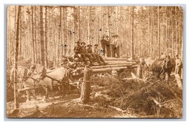 RPPC Cavallo Trainato Cart Lumber Camp San De Fuca Dpo Whidbey Isola Wa Postcard - £34.29 GBP